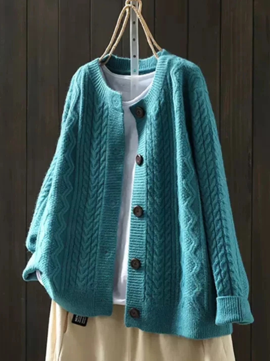 Women's Button-Front Casual Cardigan in Teal