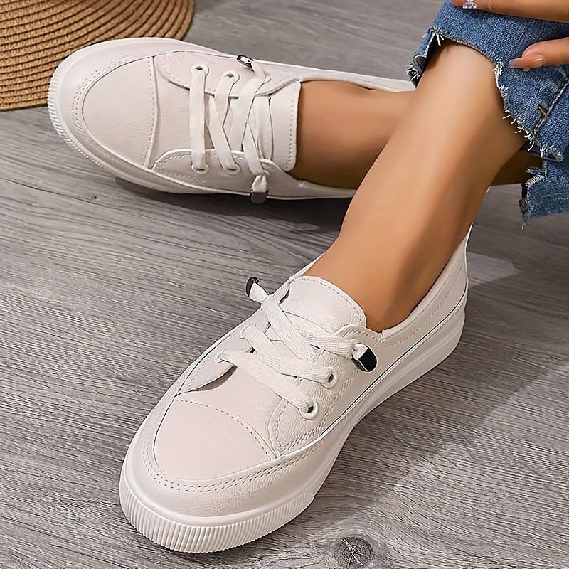 Women's Lace-Up Casual Trainers in Beige