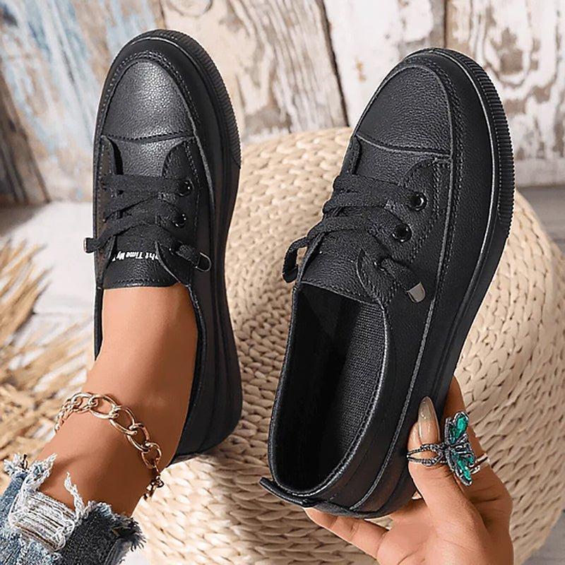 Women's Lace-Up Casual Trainers in Black