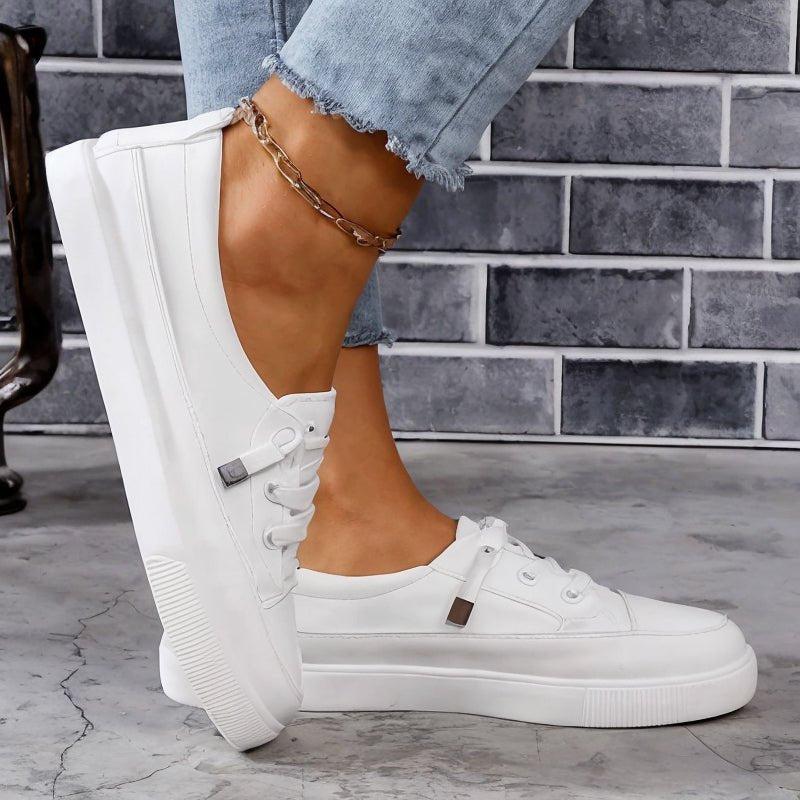 Women's Lace-Up Casual Trainers in White