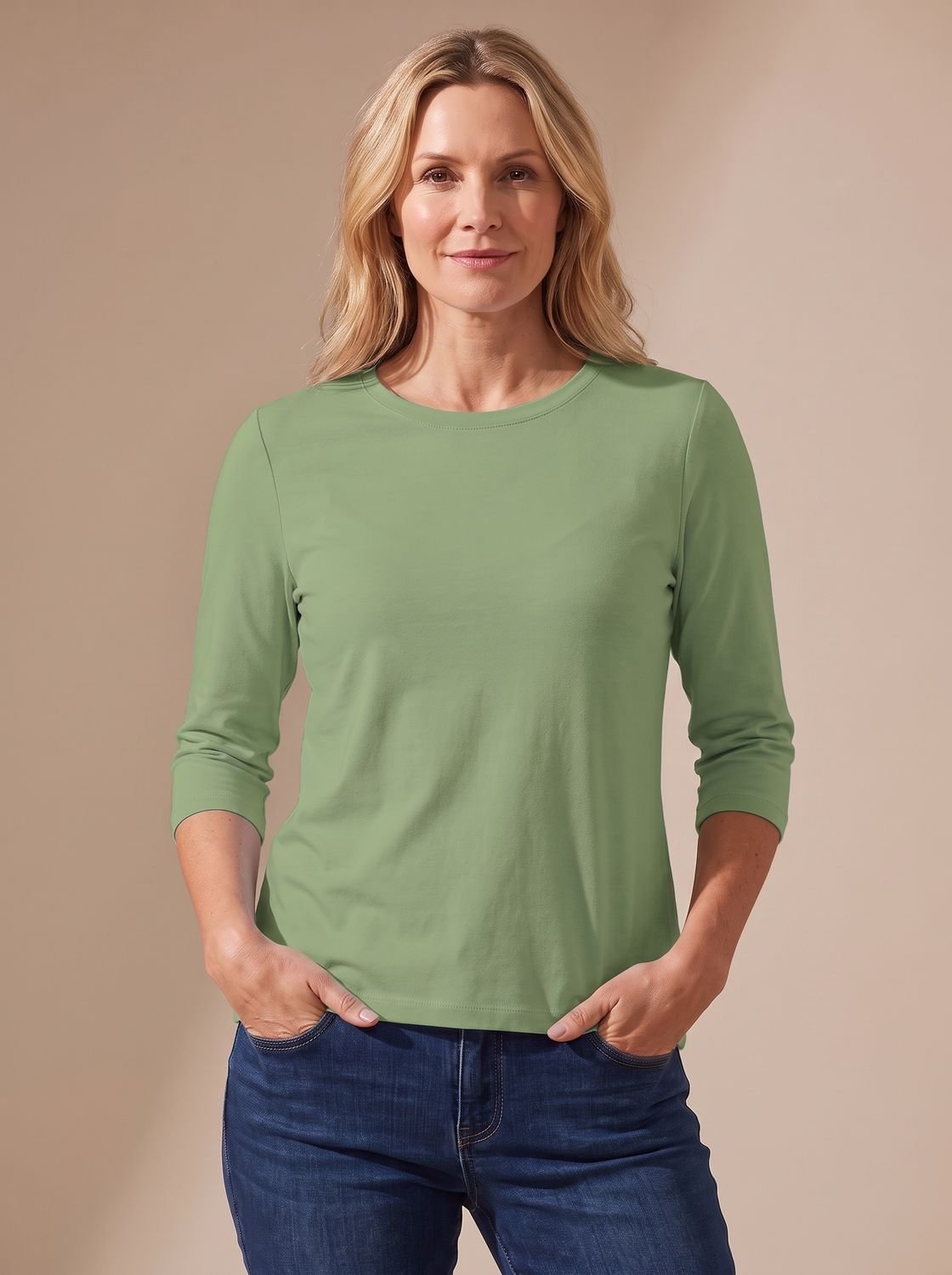 Women's Crew-Neck Casual T-Shirt in Sage