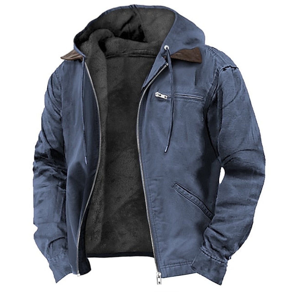 Women's Hooded Zip-Front Casual Jacket in Blue