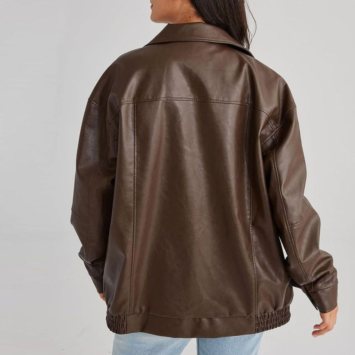 Women's Oversized Casual Jacket in Brown