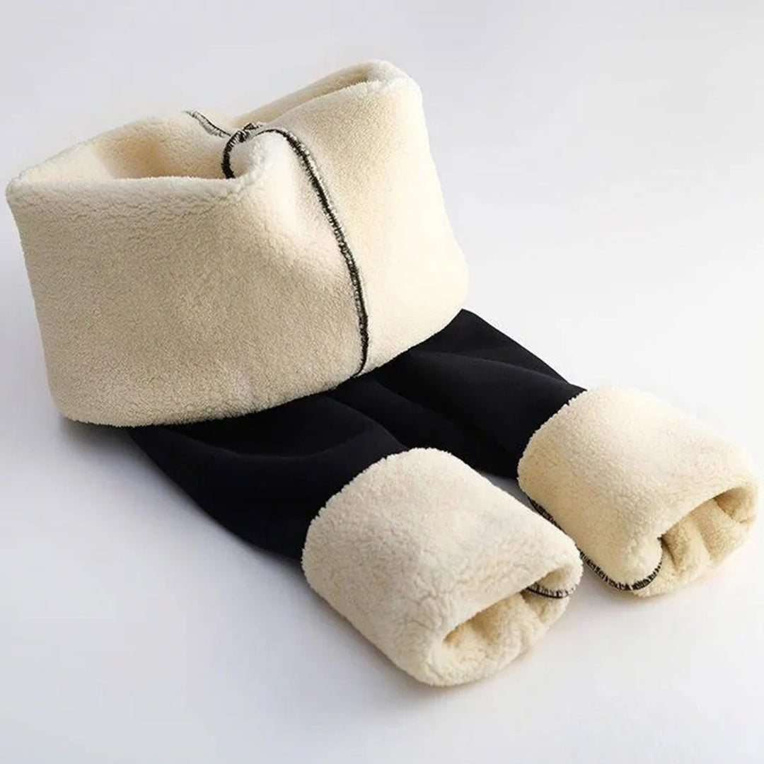 Fleece Waistband Casual Leggings in Black