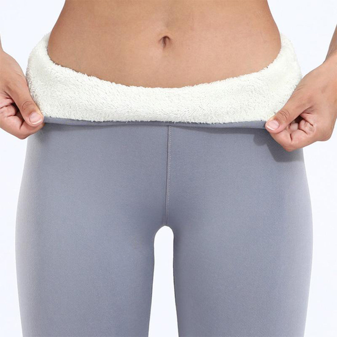 Fleece Waistband Casual Leggings in Grey