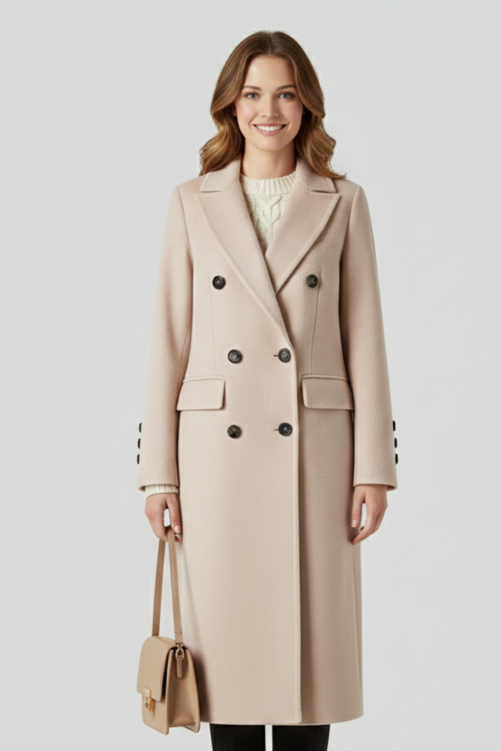 Women's Double-Breasted Workwear Coat in Beige