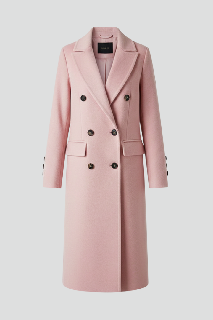Women's Double-Breasted Workwear Coat in Light Pink