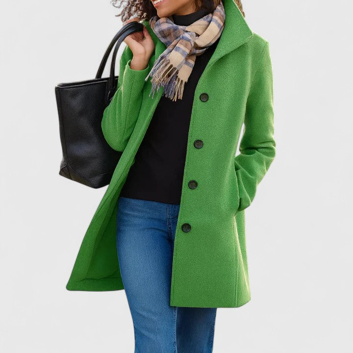 Women's Button-Front Casual Coat in Green
