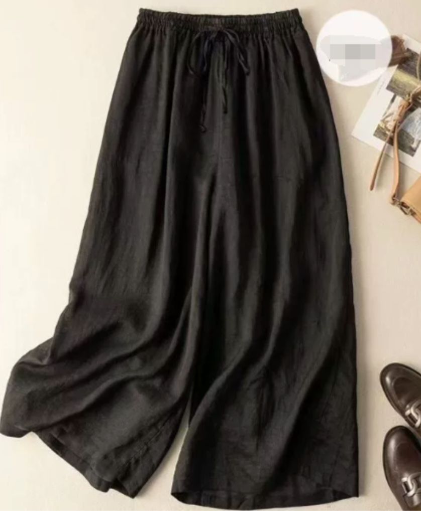Women's Wide-Leg Casual Trousers in Black
