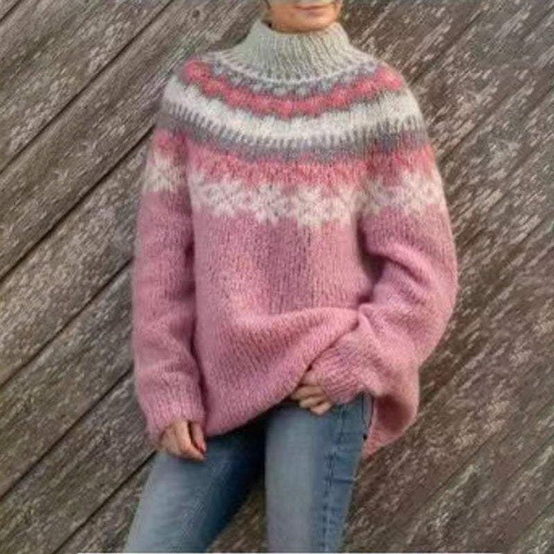 Women's Patterned Casual Jumper in Pink