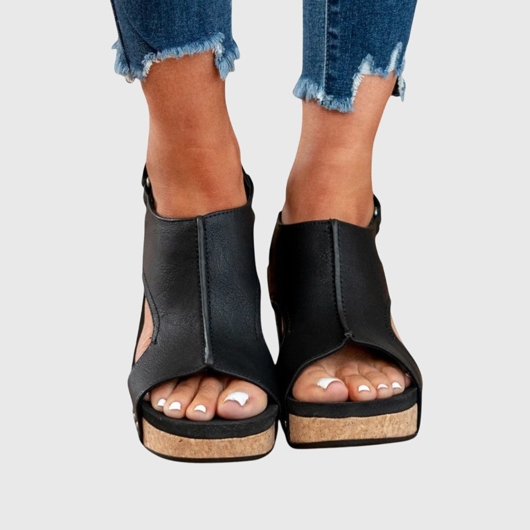 Women's Platform Sandals – Distressed Leather Slingback Casual | Amelia 5