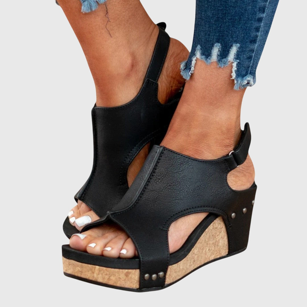 Women's Platform Sandals – Distressed Leather Slingback Casual | Amelia 6