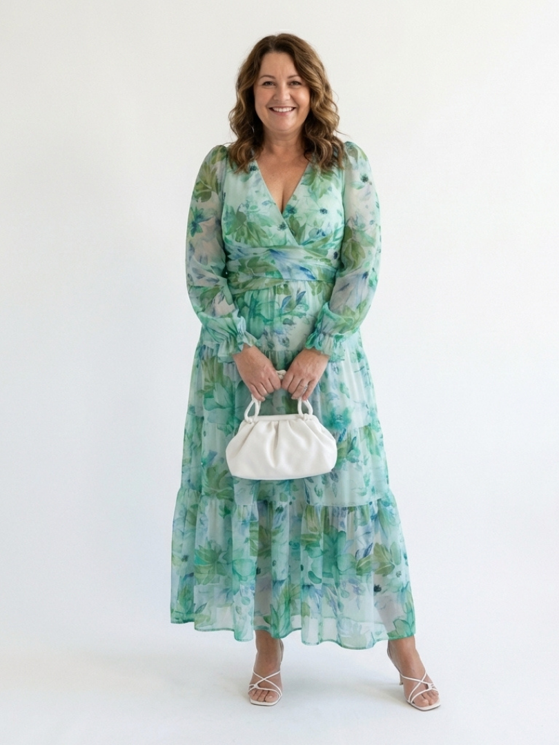 Amelia | Floral Day Dress Lightweight Maxi Fit Long Sleeve