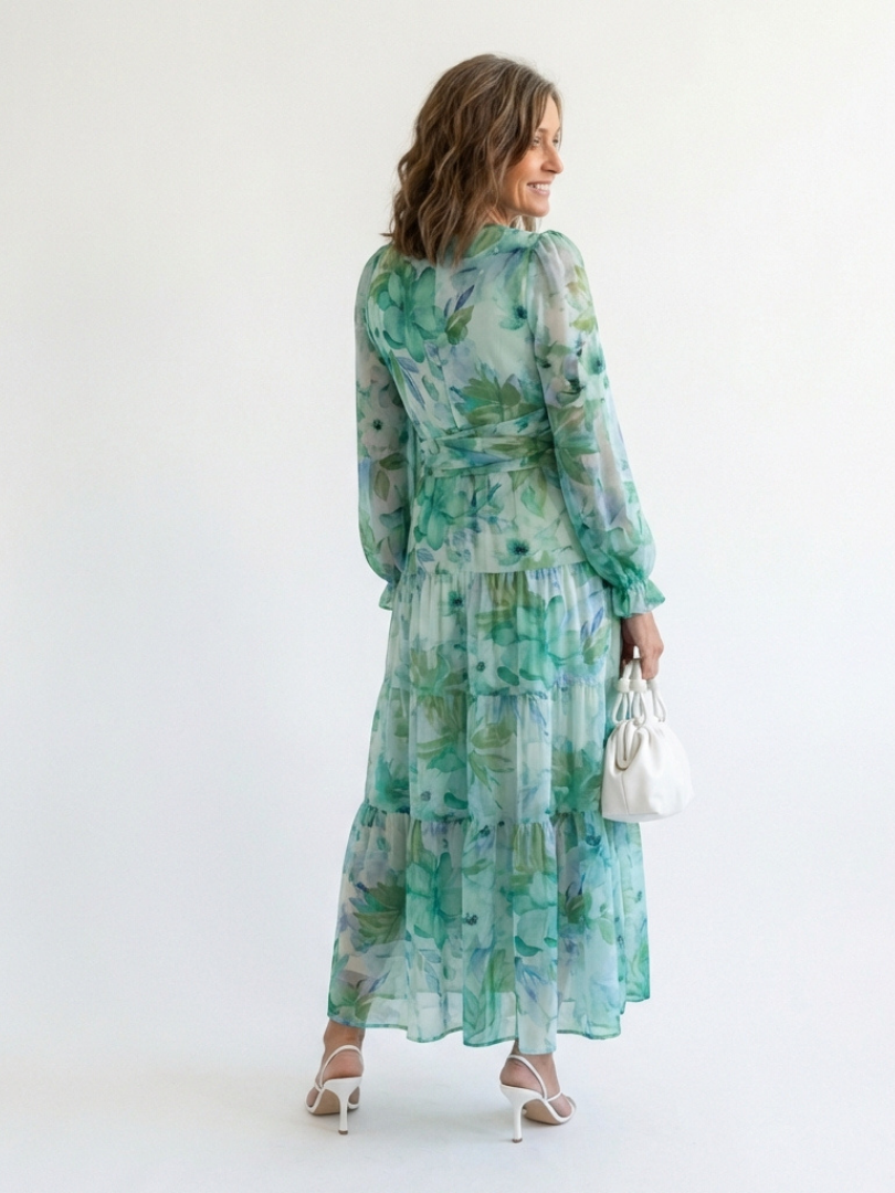 Amelia | Floral Day Dress Lightweight Maxi Fit Long Sleeve
