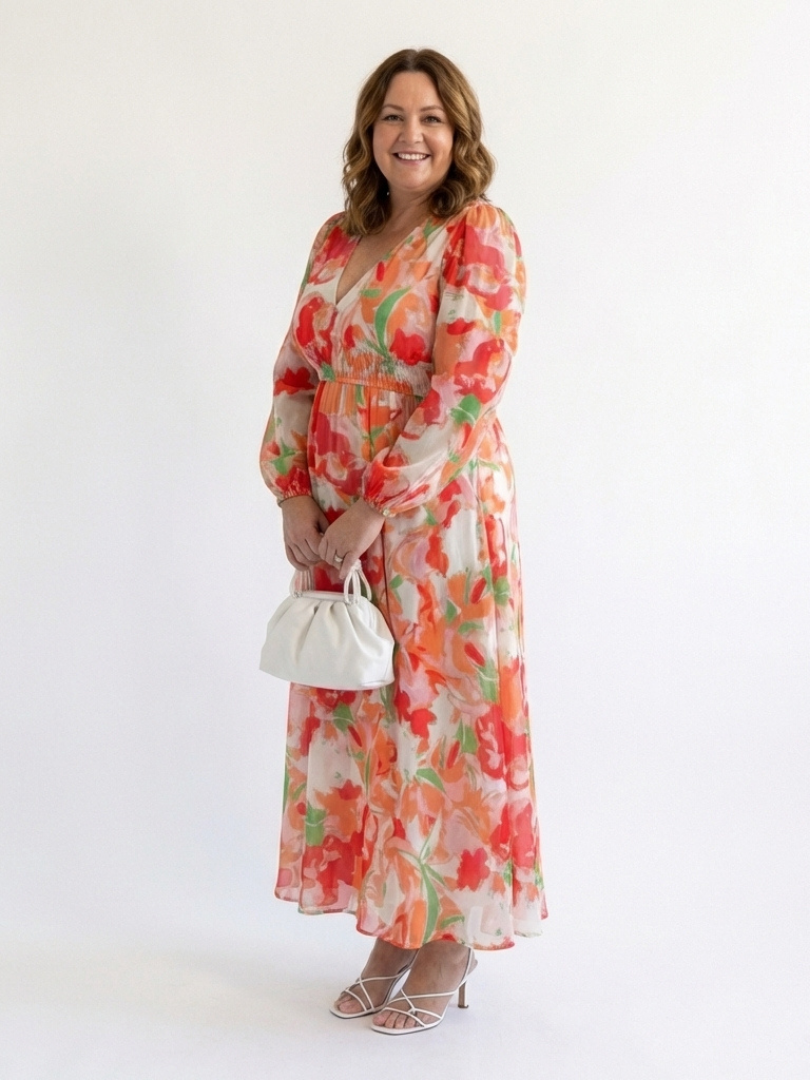 Amelia | Floral Day Dress Lightweight Maxi Fit Long Sleeve
