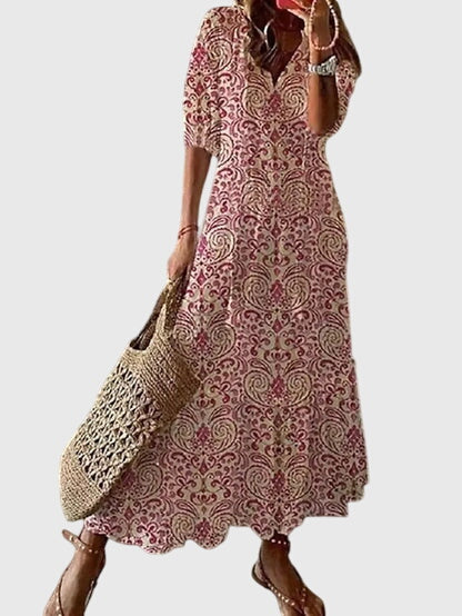 Women's Maxi Dress – Lightweight Ikat Print Relaxed Fit Resort Wear | Isla 4
