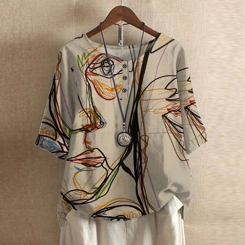 Women's Tunic Tops – Linen Blend Relaxed Fit Casual | Florence 10