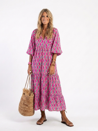 Amelia | V Neck Casual Daywear Relaxed Fit Midi Dress