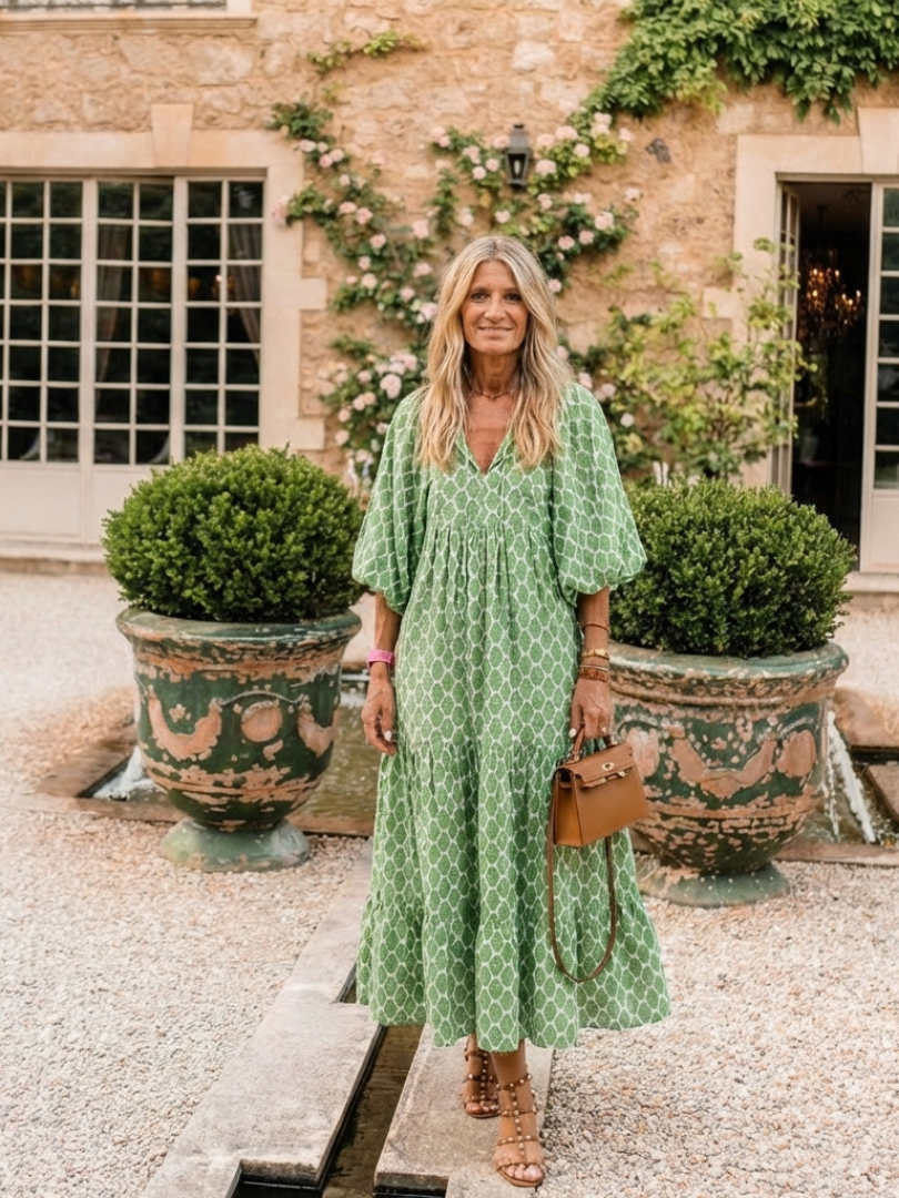 Amelia | V Neck Casual Daywear Relaxed Fit Midi Dress