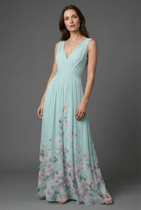 Celeste | Pleated A-Line Formal Summer Fit Chiffon Maxi Dress
