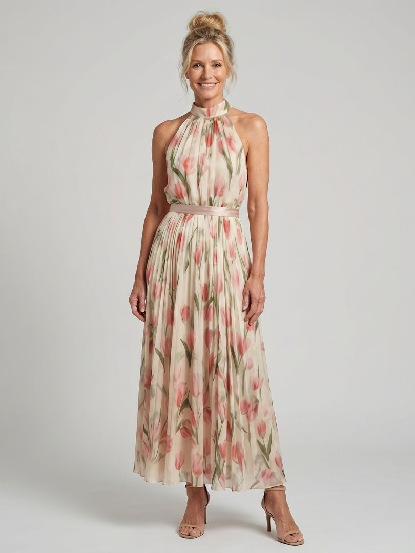 Ottilie | Women's Halter Wedding Guest Maxi Dress