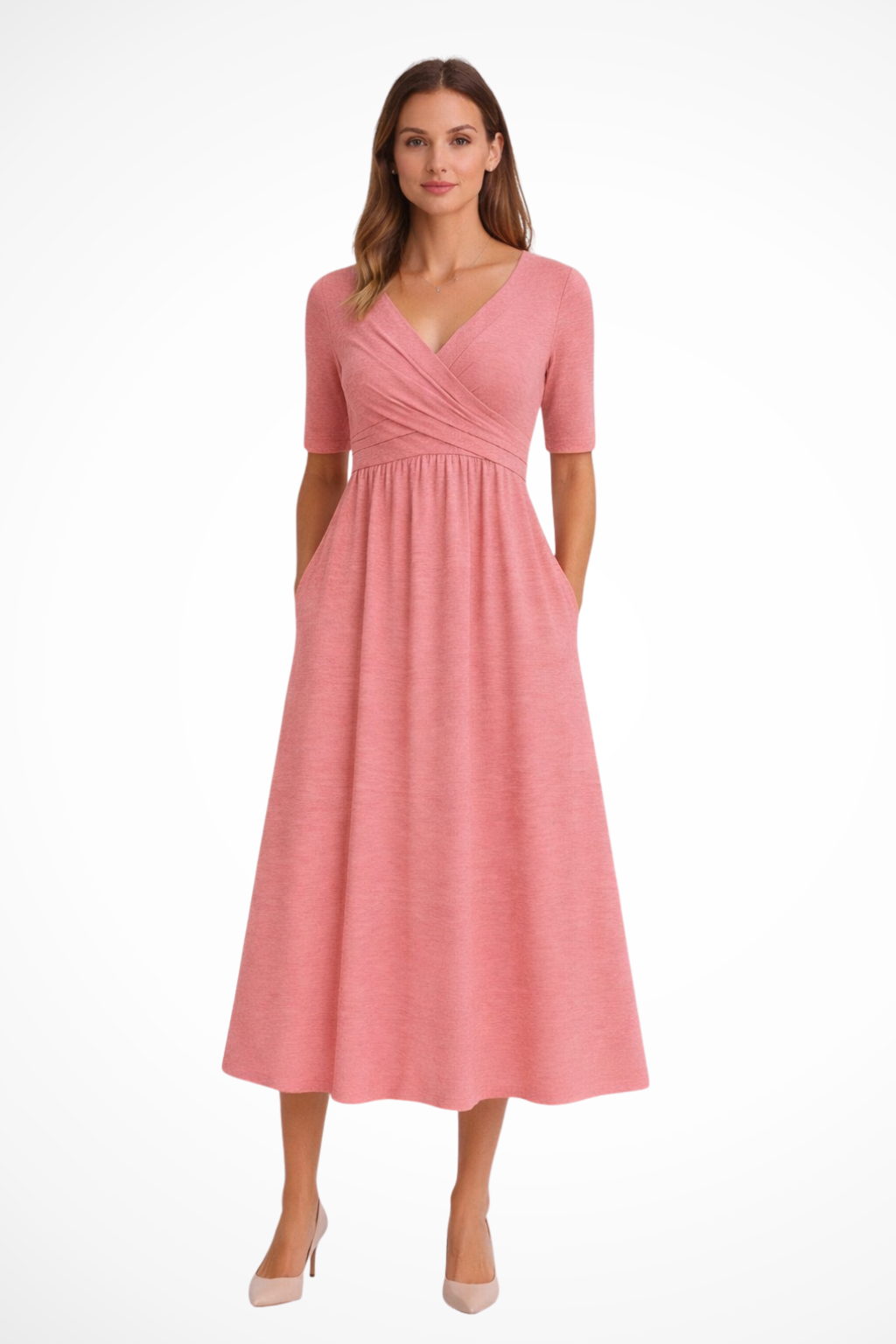 Women's Midi Dress – Jersey-Knit A-Line Casual | Amelia 7
