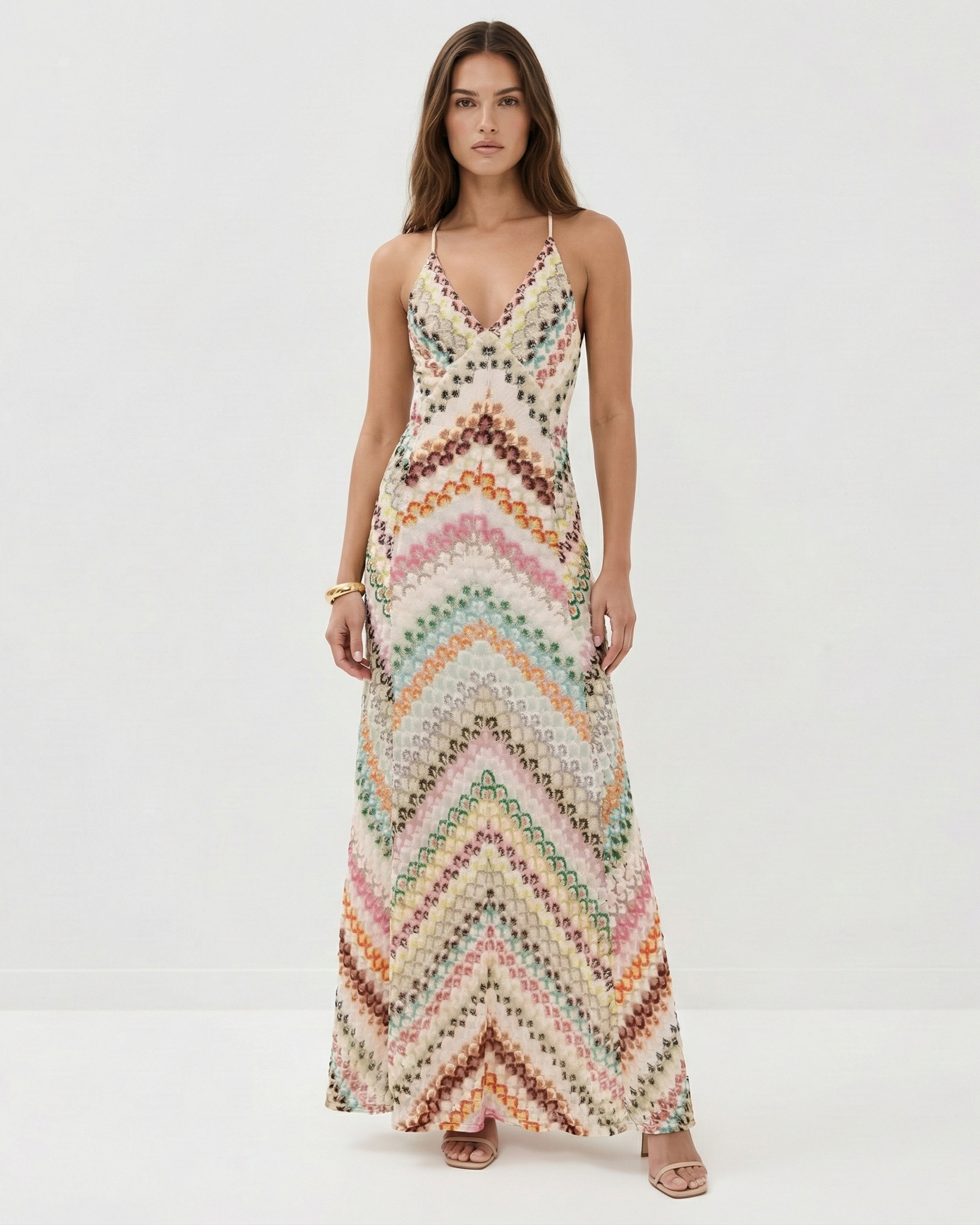 Isla | Backless V-Neck Evening Sheath Maxi Dress