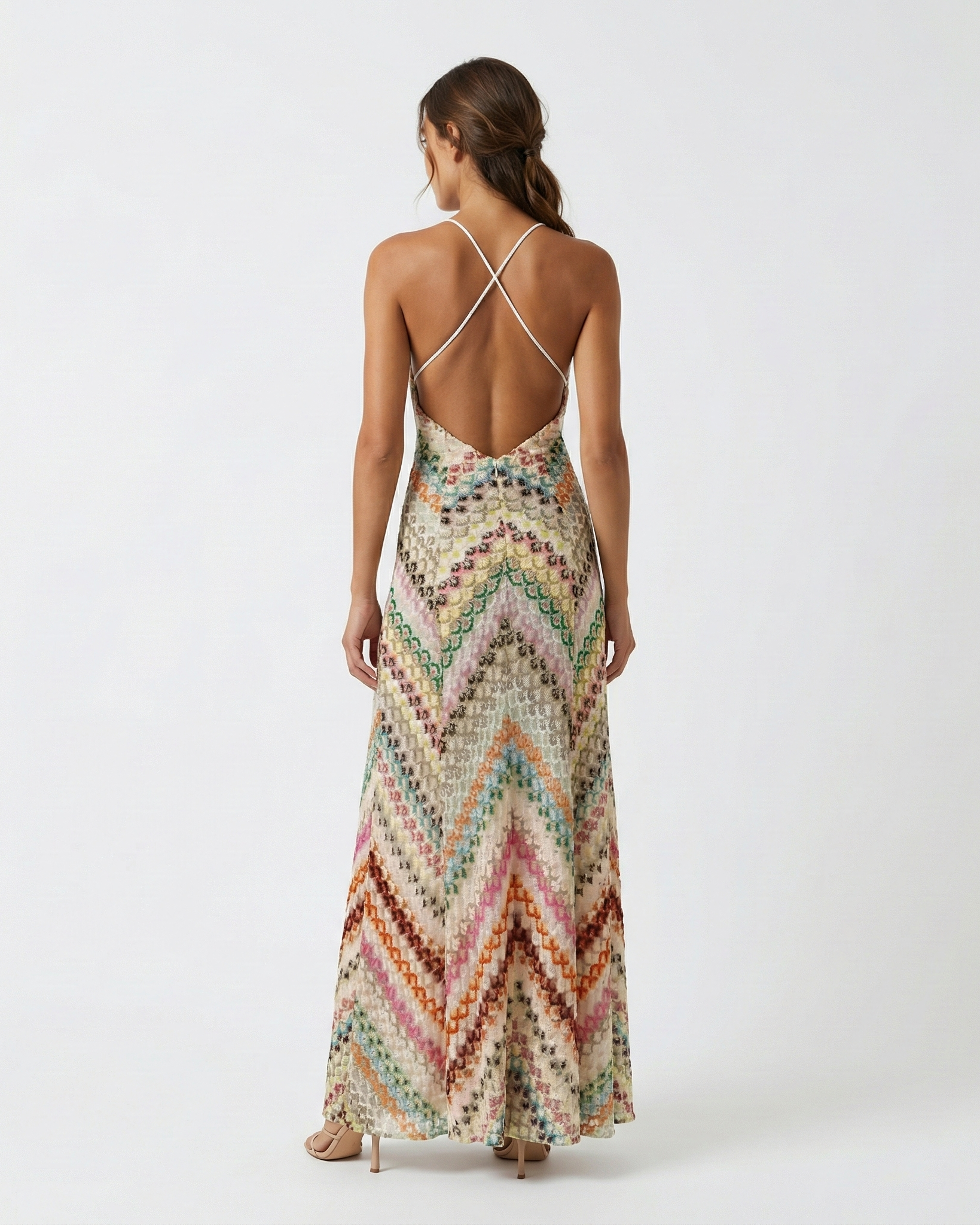 Isla | Backless V-Neck Evening Sheath Maxi Dress