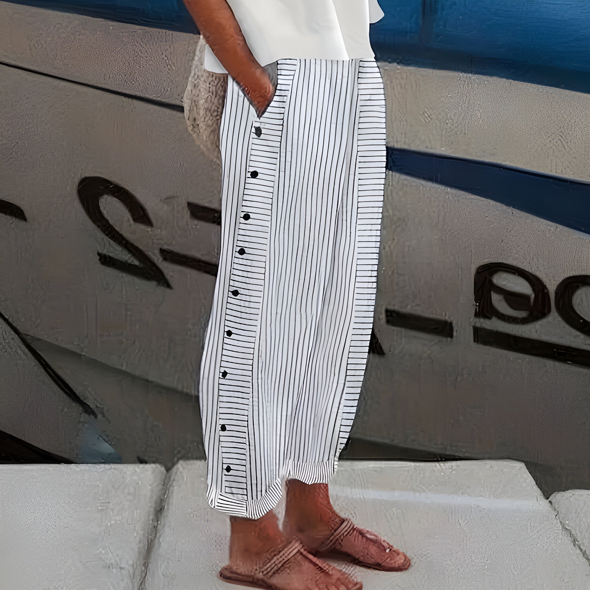 Women's Tapered Trousers – Linen Blend Casual Fit Coastal | Amelia 3