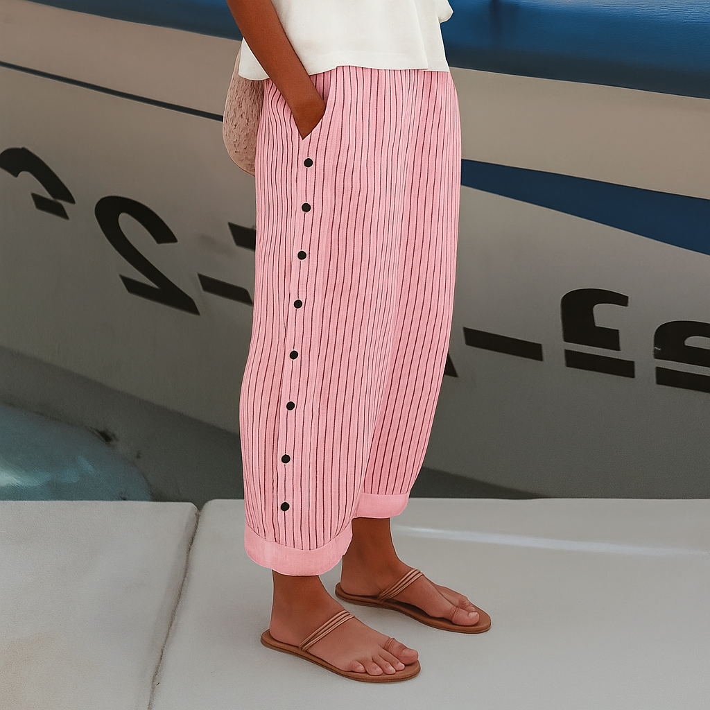 Women's Tapered Trousers – Linen Blend Casual Fit Coastal | Amelia 4