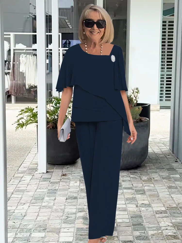 Women's Trouser Suit – Chiffon Relaxed Fit Mother Of The Bride | Emily 4