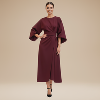 Isla | Belted Wrap Midi Dress Occasion Wear Wide Sleeve Silhouette