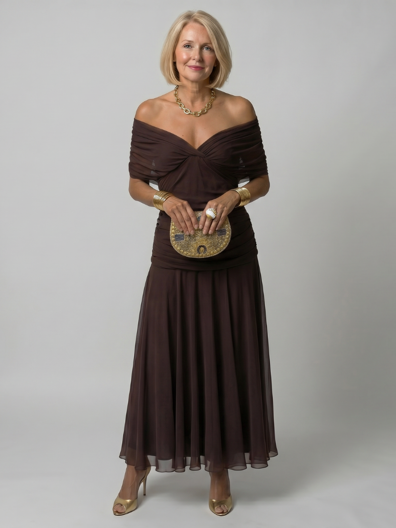 Adelaide | Women's Draped Wedding Guest Maxi Dress