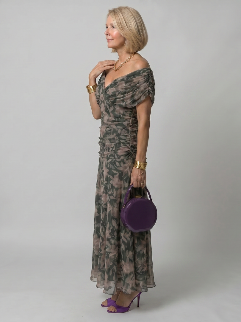 Adelaide | Women's Draped Wedding Guest Maxi Dress