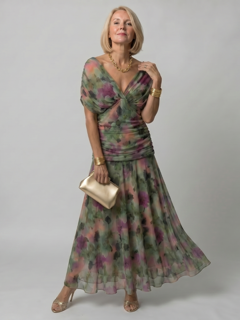 Adelaide | Women's Draped Wedding Guest Maxi Dress