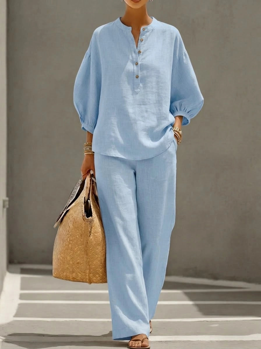Emma | Relaxed Button-Up Casual Two-Piece Set