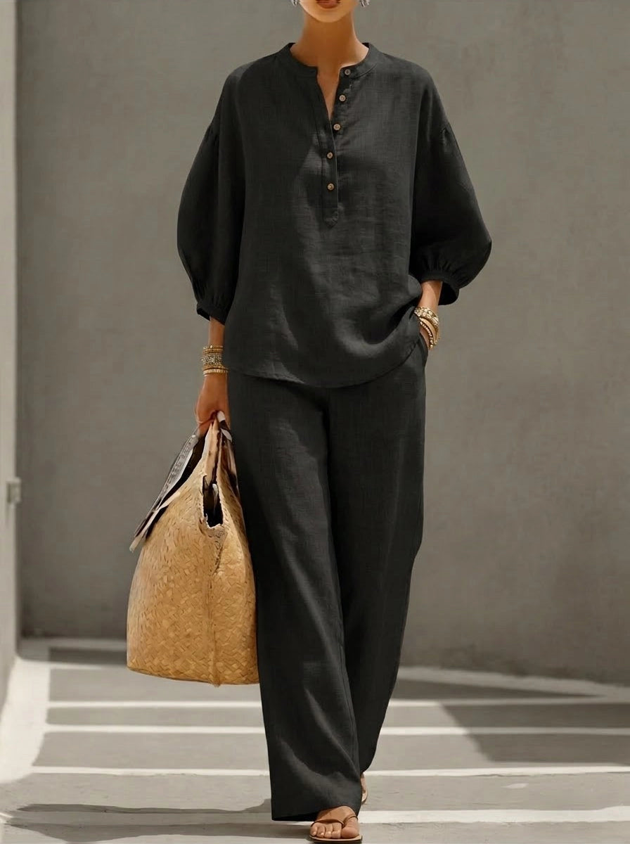 Emma | Relaxed Button-Up Casual Two-Piece Set