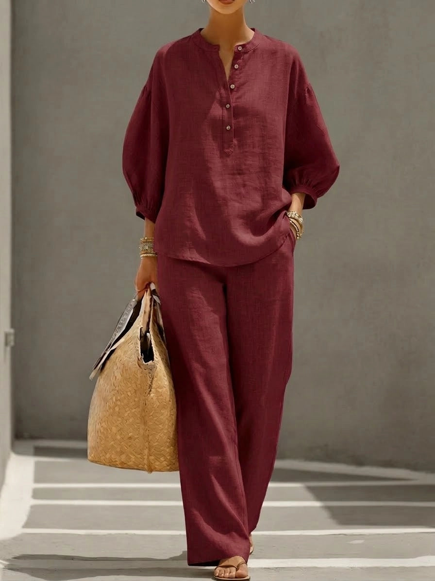 Emma | Relaxed Button-Up Casual Two-Piece Set