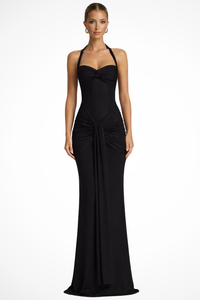 Harper | Ruched Halterneck Formal Stretch-Jersey Maxi Dress