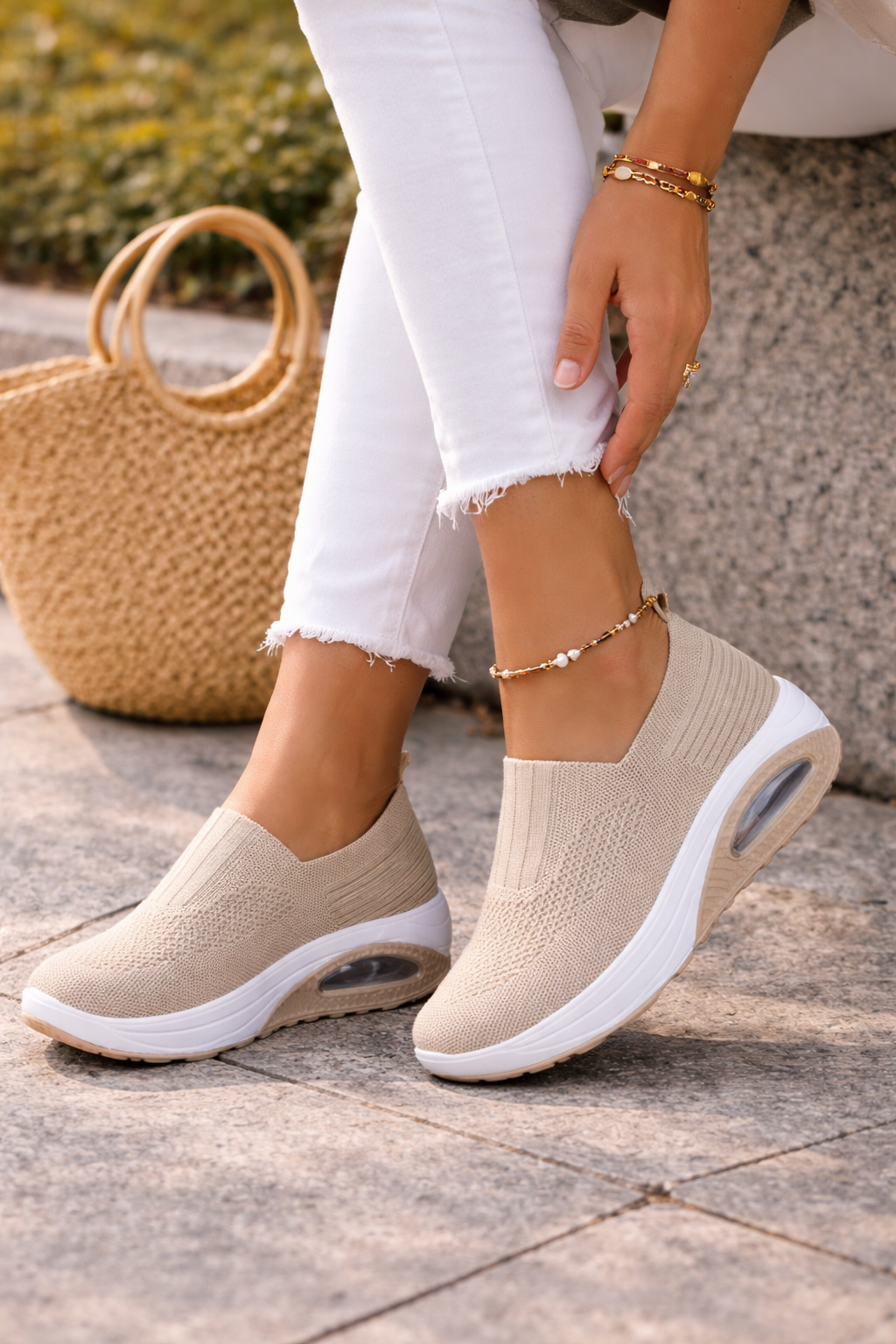 Women's Slip-On Trainers – Stretch-Knit Casual Athleisure | Amelia 1