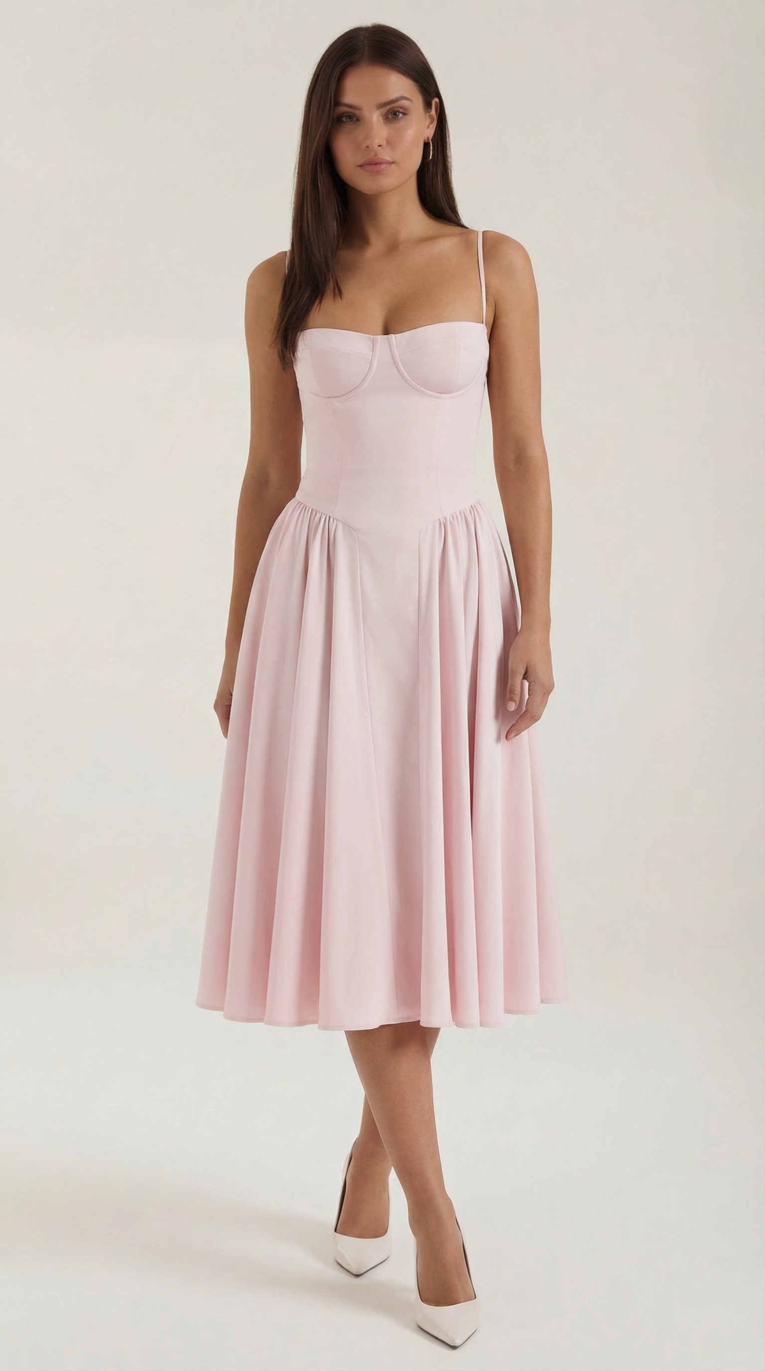 Women's Midi Dress – Floral Linen Blend Structured Fit Formal | Amelia 11