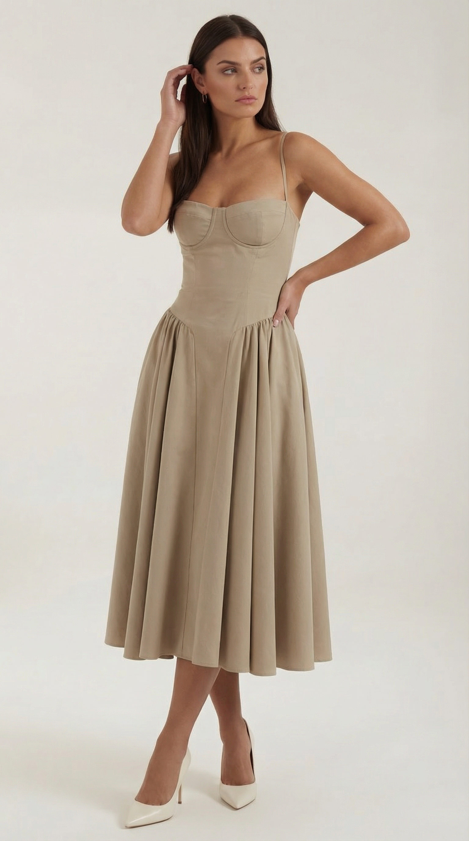 Women's Midi Dress – Floral Linen Blend Structured Fit Formal | Amelia 13