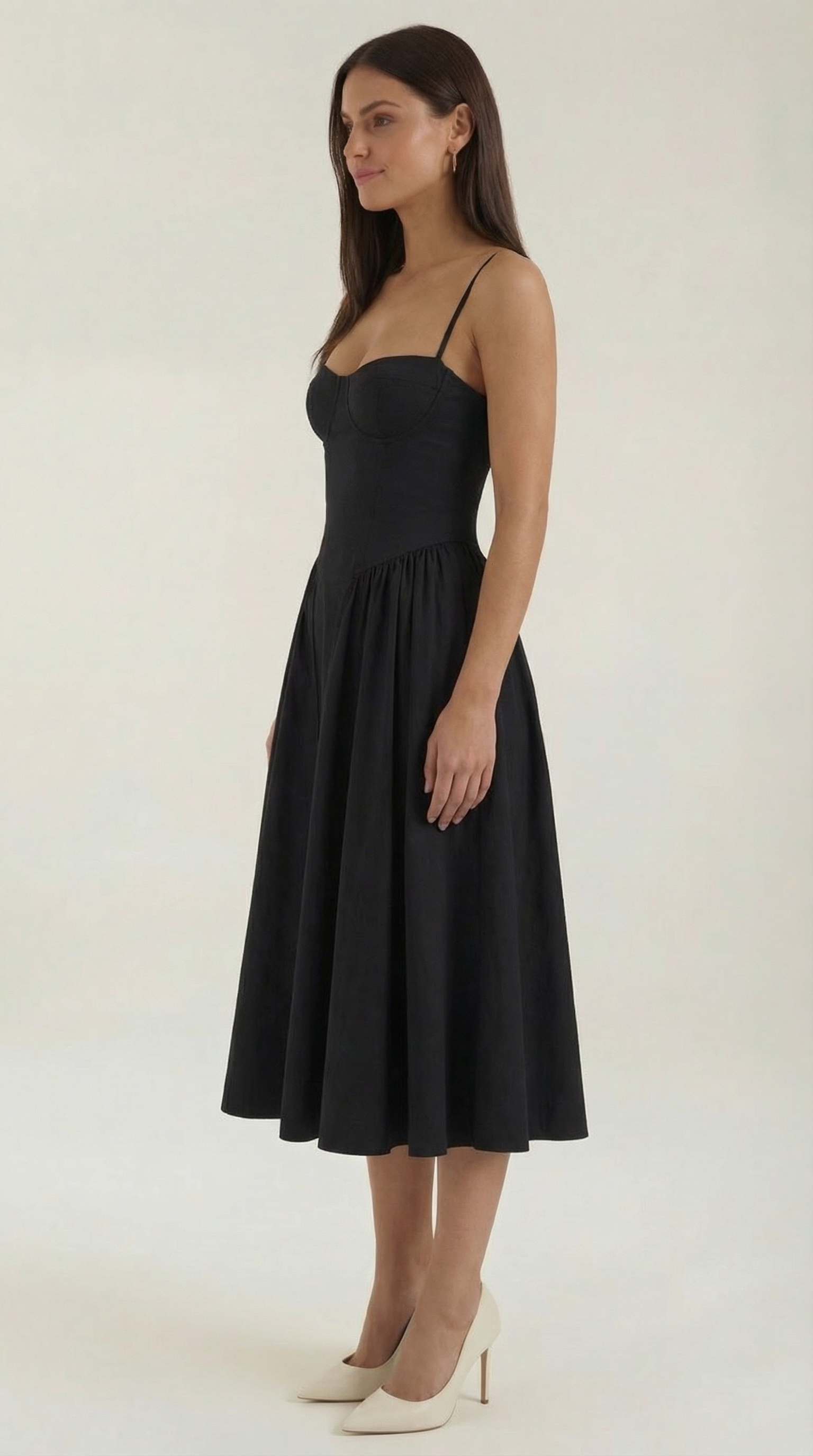 Women's Midi Dress – Floral Linen Blend Structured Fit Formal | Amelia 3