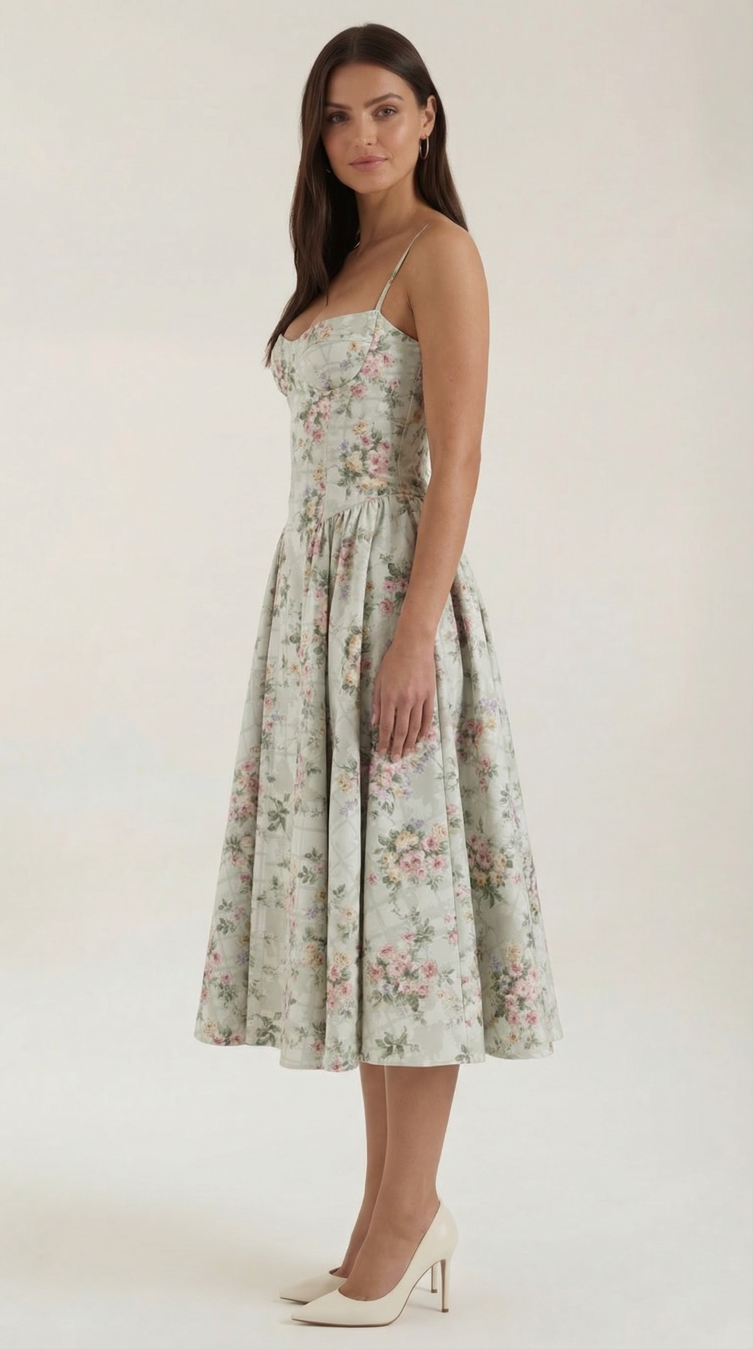 Women's Midi Dress – Floral Linen Blend Structured Fit Formal | Amelia 7