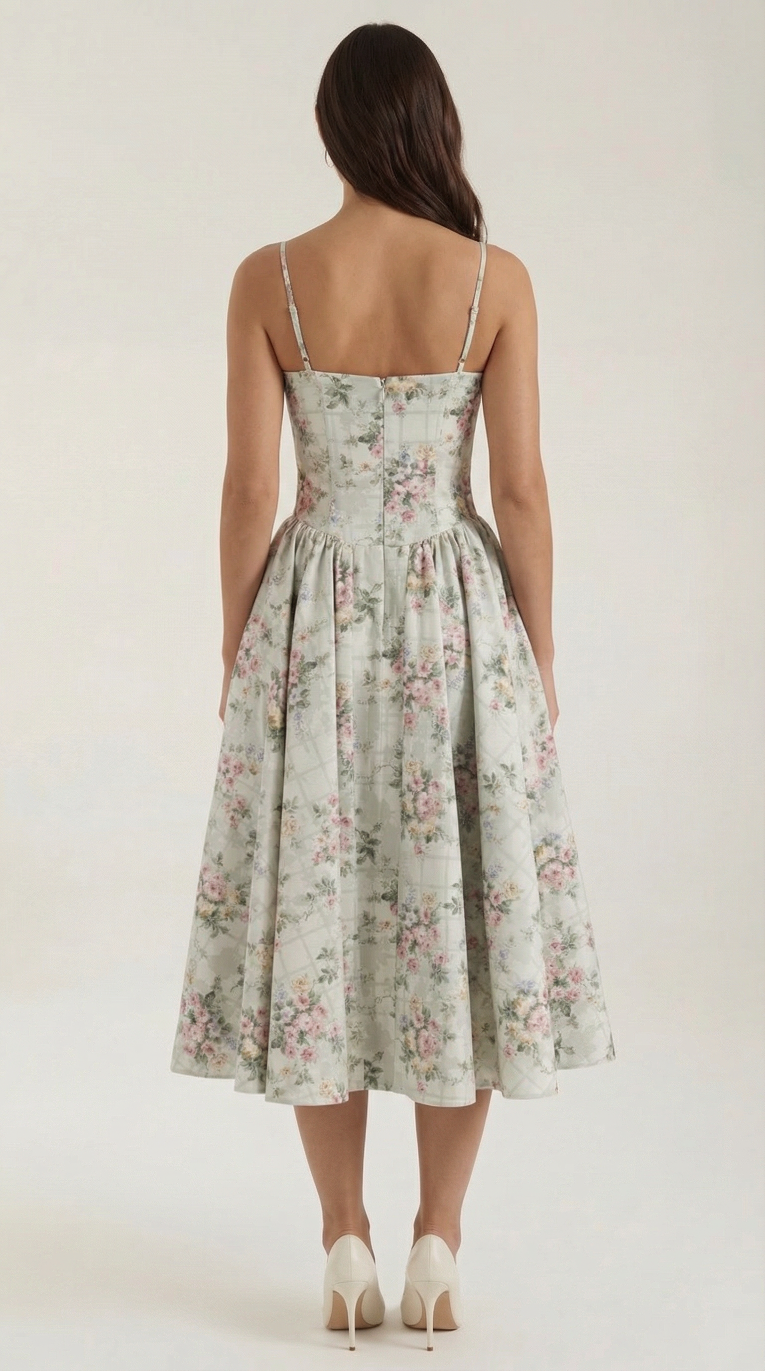 Women's Midi Dress – Floral Linen Blend Structured Fit Formal | Amelia 9