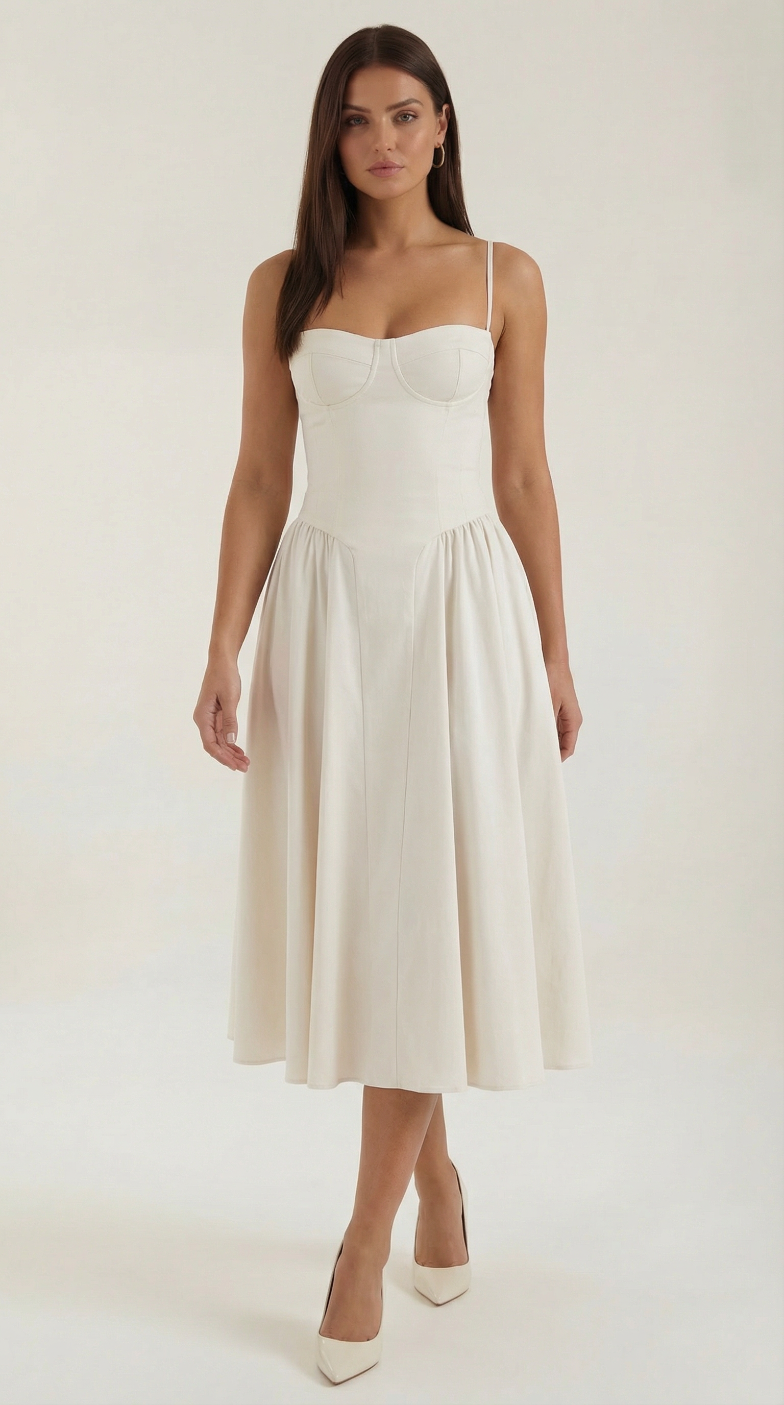 Women's Midi Dress – Floral Linen Blend Structured Fit Formal | Amelia 10