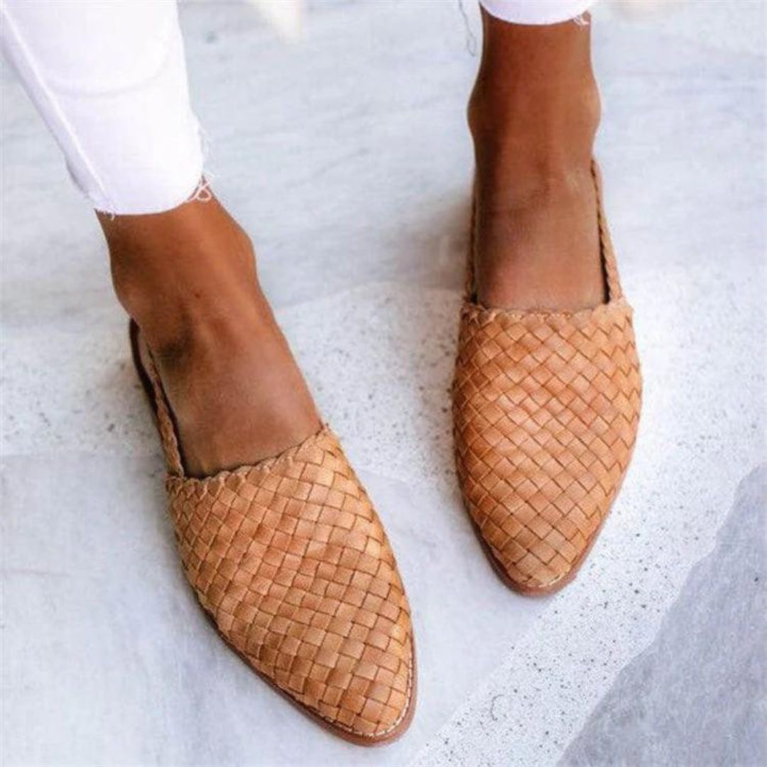 Women's Pointed Flats – Woven Leather Slingback Casual | Amelia 3