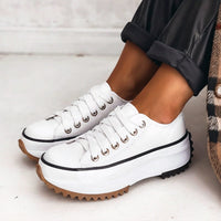 Eliza | Platform Flatform Casual Trainers Cotton Canvas Shoes