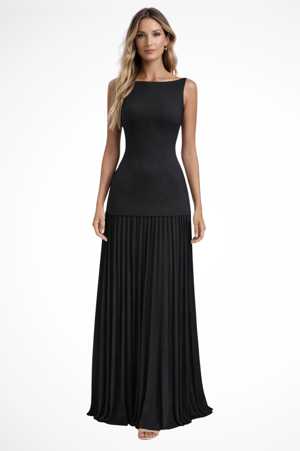 Women's Maxi Dress – Heavyweight Crepe Pleated Formal | Amelia 3