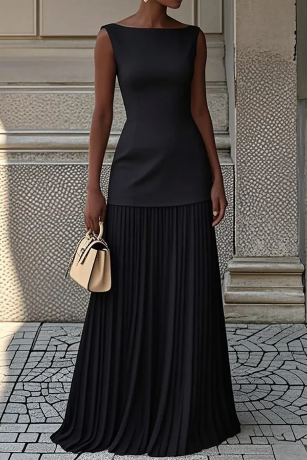 Women's Maxi Dress – Heavyweight Crepe Pleated Formal | Amelia 7